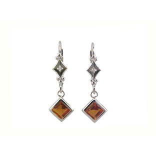 Twilight Topaz Diamond Drop 14K White Gold Leverback Earrings