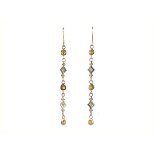 14K White Gold Citrine & Diamond Dangle Earrings