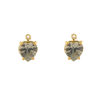 Diamond & Aquamarine 14K Gold Heart Earrings
