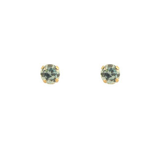 14K Gold 3MM Screw Back Children's Aquamarine CZ Earrings